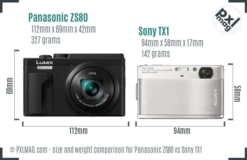 Panasonic ZS80 vs Sony TX1 size comparison