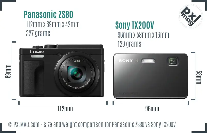 Panasonic ZS80 vs Sony TX200V size comparison