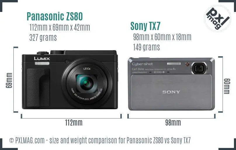 Panasonic ZS80 vs Sony TX7 size comparison