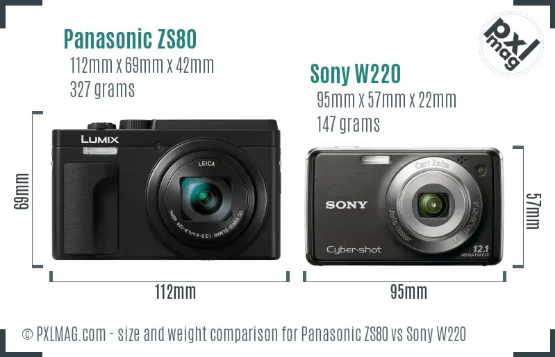 Panasonic ZS80 vs Sony W220 size comparison Panasonic ZS80 vs Sony W220 size comparison