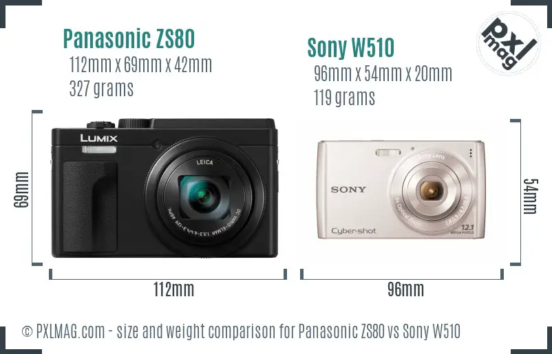 Panasonic ZS80 vs Sony W510 size comparison