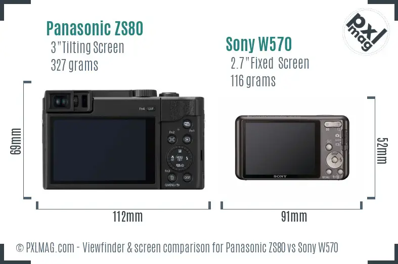 Panasonic ZS80 vs Sony W570 Screen and Viewfinder comparison