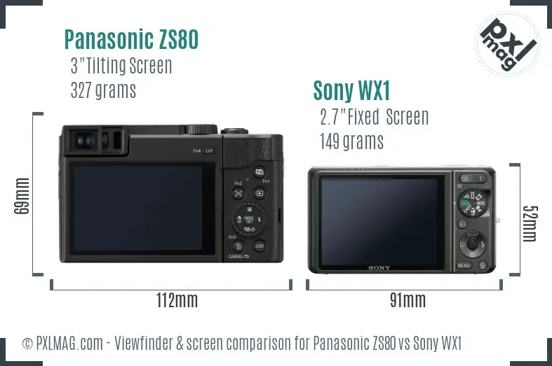Panasonic ZS80 vs Sony WX1 Screen and Viewfinder comparison