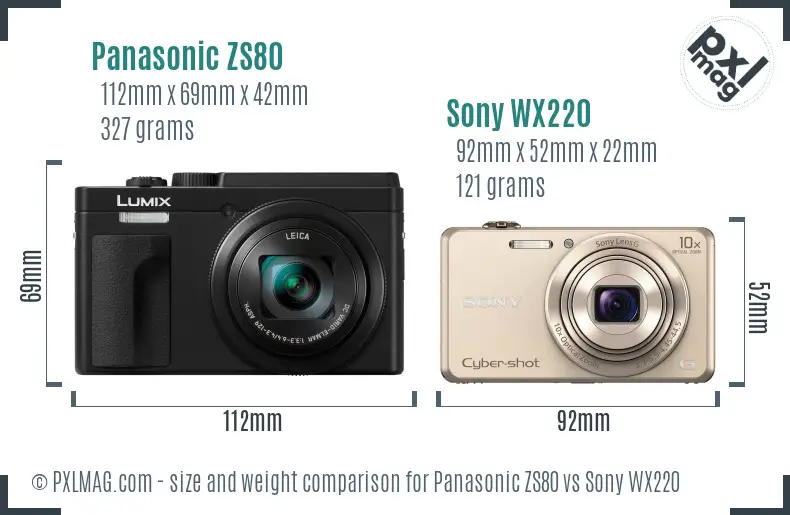 Panasonic ZS80 vs Sony WX220 size comparison