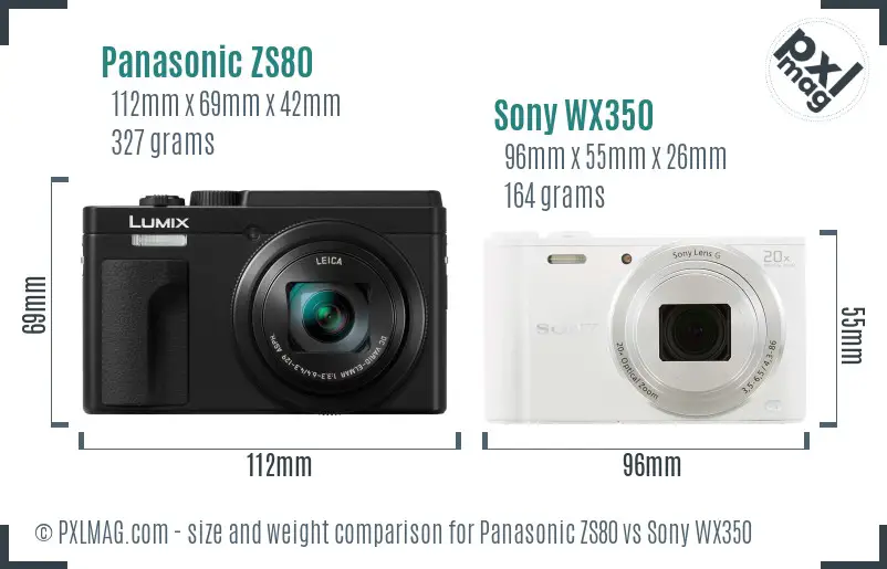 Panasonic ZS80 vs Sony WX350 size comparison