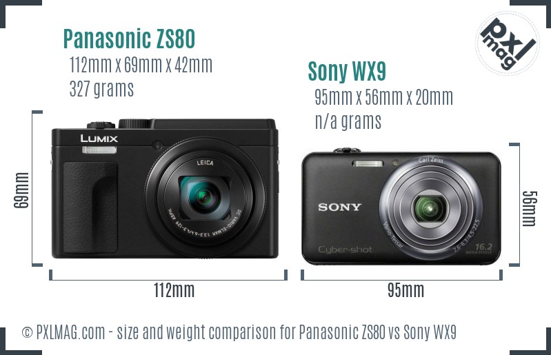 Panasonic ZS80 vs Sony WX9 size comparison