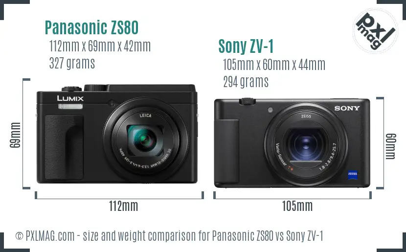 Panasonic ZS80 vs Sony ZV-1 size comparison