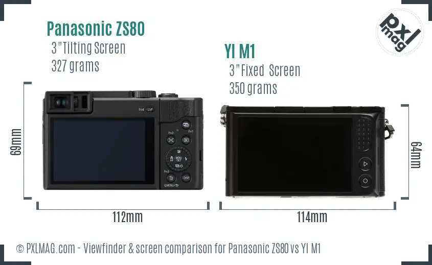 Panasonic ZS80 vs YI M1 Screen and Viewfinder comparison