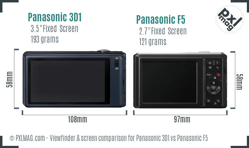 Panasonic 3D1 vs Panasonic F5 Screen and Viewfinder comparison