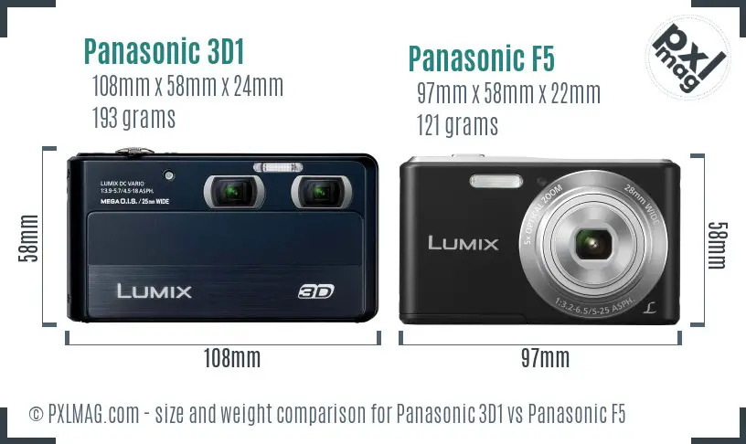 Panasonic 3D1 vs Panasonic F5 size comparison