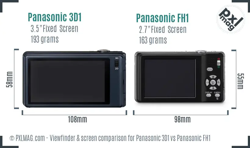 Panasonic 3D1 vs Panasonic FH1 Screen and Viewfinder comparison