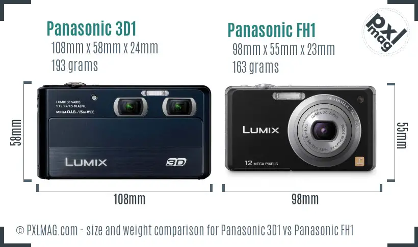 Panasonic 3D1 vs Panasonic FH1 size comparison