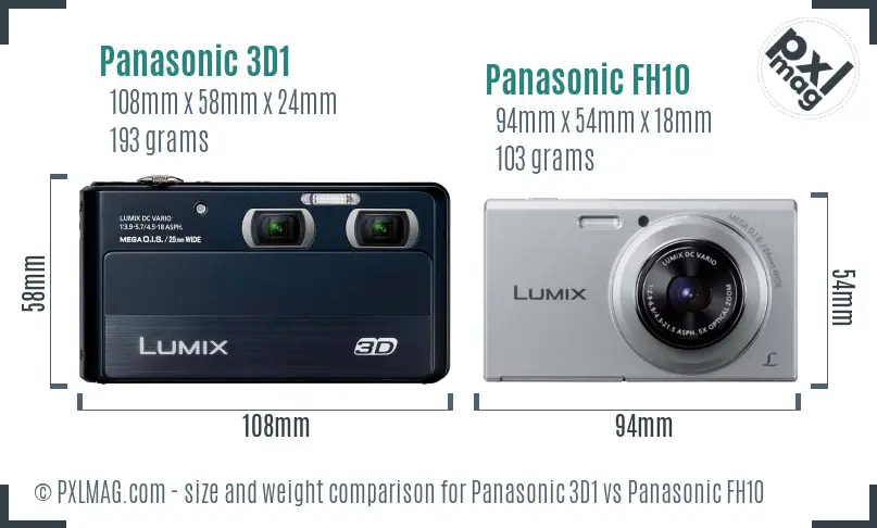 Panasonic 3D1 vs Panasonic FH10 size comparison