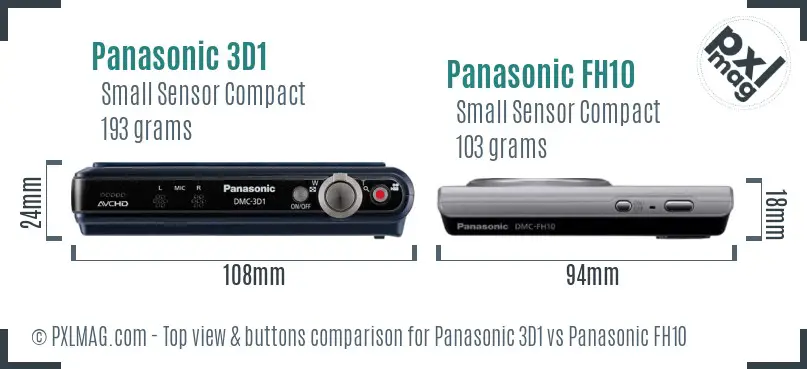 Panasonic 3D1 vs Panasonic FH10 top view buttons comparison