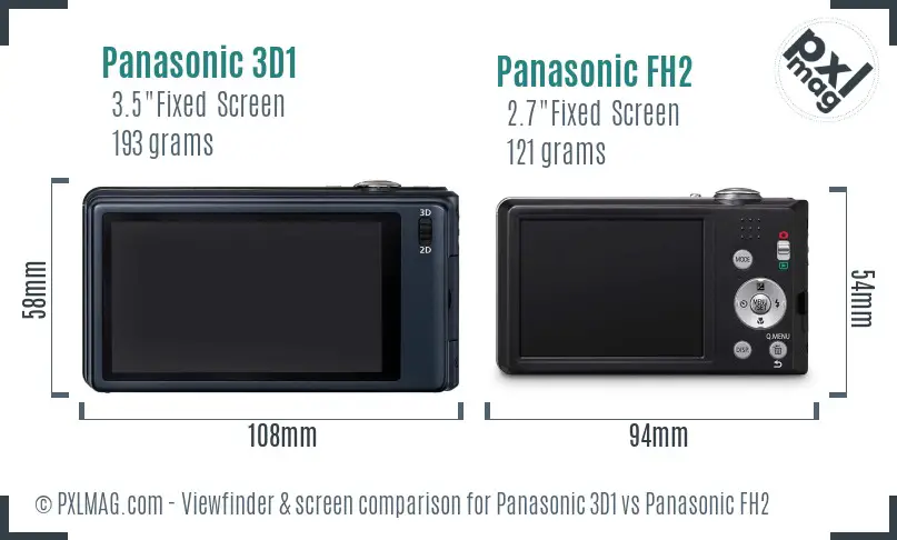 Panasonic 3D1 vs Panasonic FH2 Screen and Viewfinder comparison