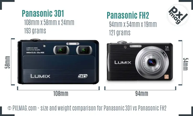 Panasonic 3D1 vs Panasonic FH2 size comparison