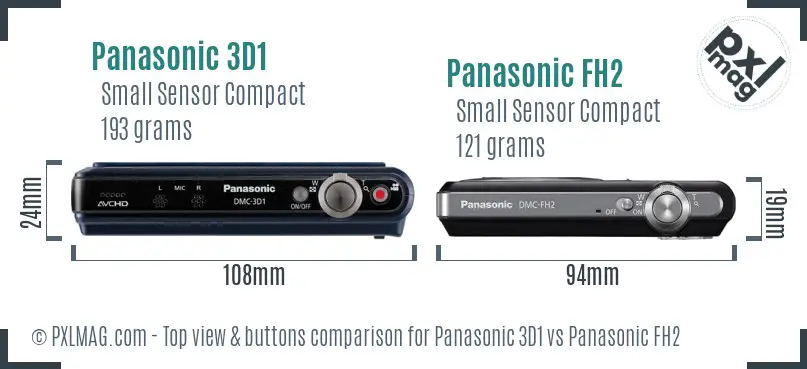 Panasonic 3D1 vs Panasonic FH2 top view buttons comparison