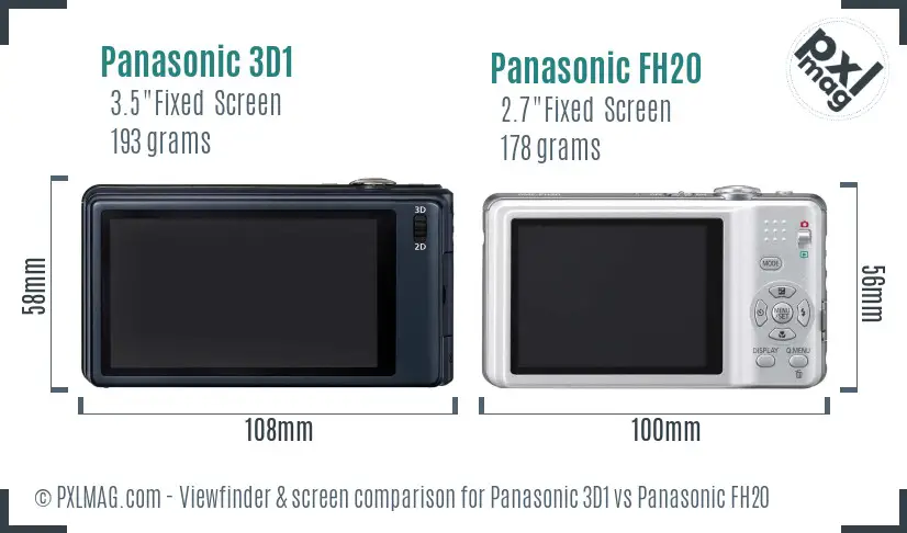 Panasonic 3D1 vs Panasonic FH20 Screen and Viewfinder comparison