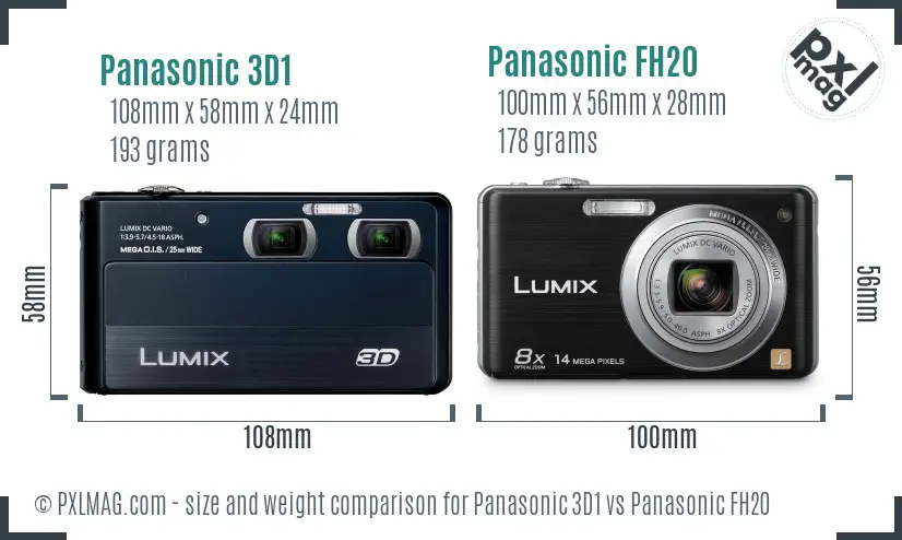 Panasonic 3D1 vs Panasonic FH20 size comparison
