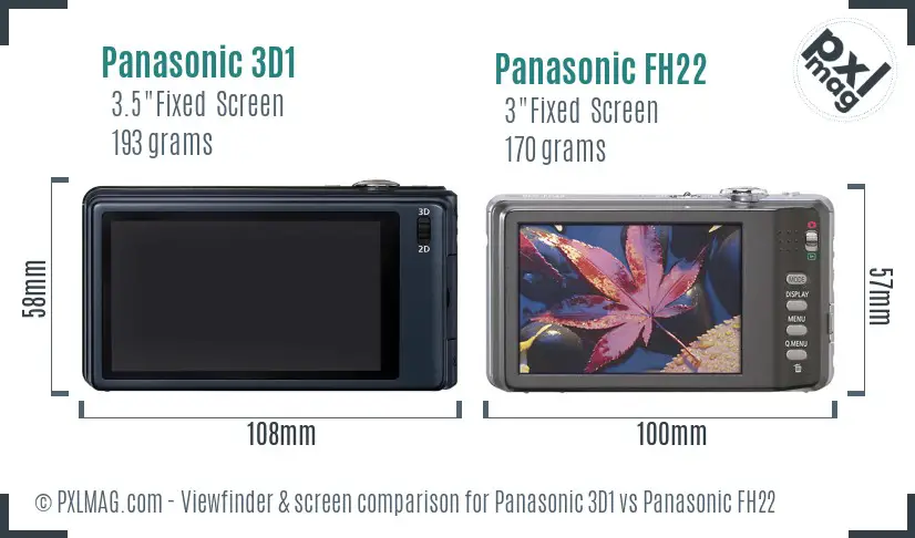 Panasonic 3D1 vs Panasonic FH22 Screen and Viewfinder comparison