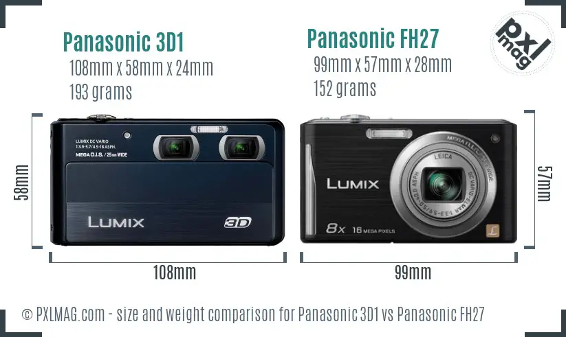 Panasonic 3D1 vs Panasonic FH27 size comparison