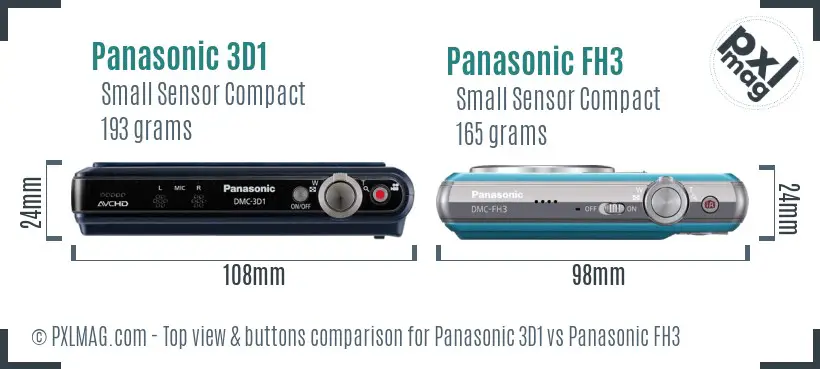 Panasonic 3D1 vs Panasonic FH3 top view buttons comparison