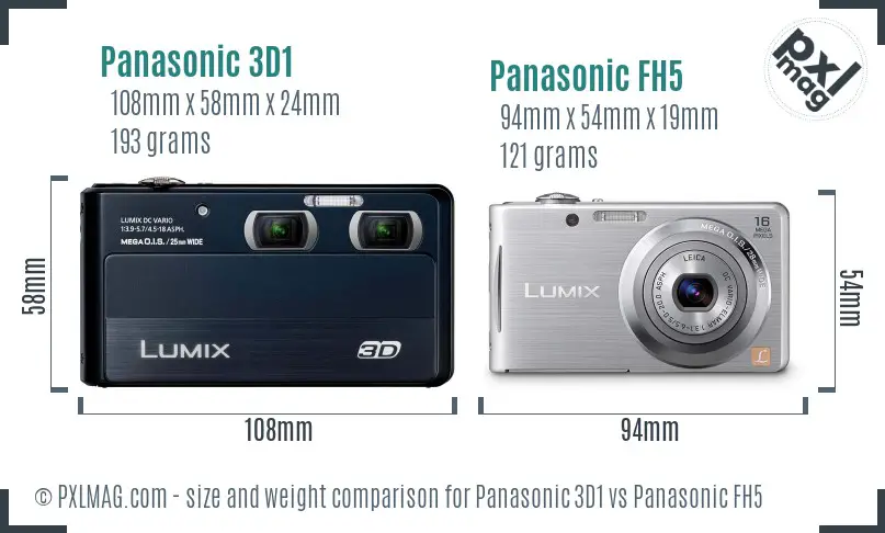 Panasonic 3D1 vs Panasonic FH5 size comparison