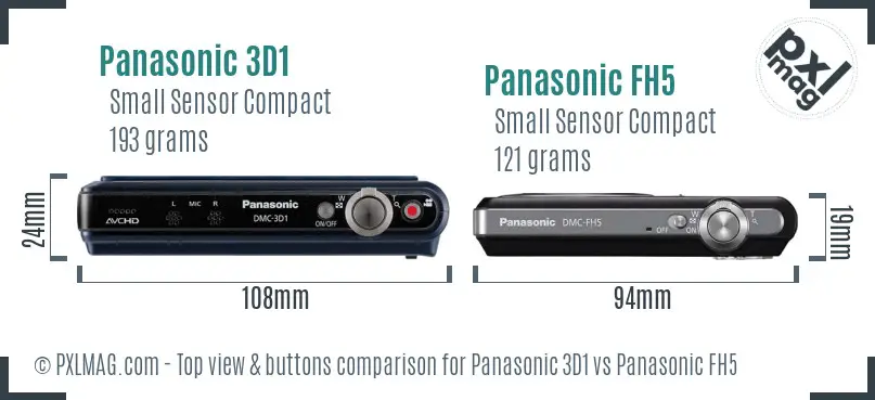 Panasonic 3D1 vs Panasonic FH5 top view buttons comparison