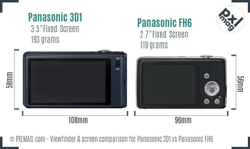 Panasonic 3D1 vs Panasonic FH6 Screen and Viewfinder comparison