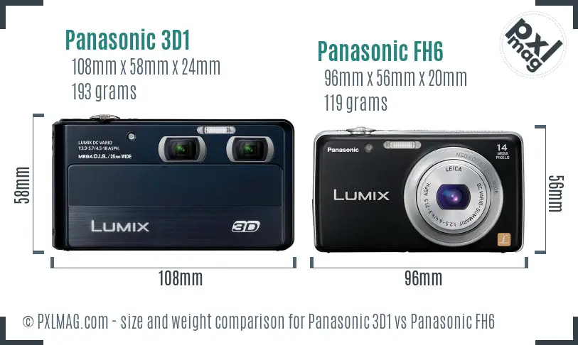 Panasonic 3D1 vs Panasonic FH6 size comparison