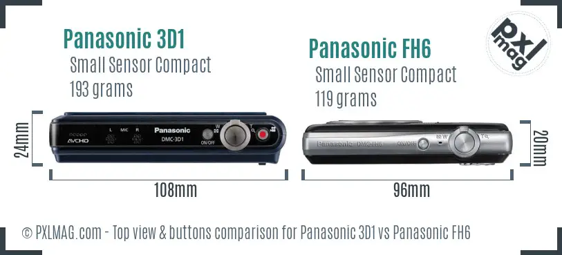 Panasonic 3D1 vs Panasonic FH6 top view buttons comparison
