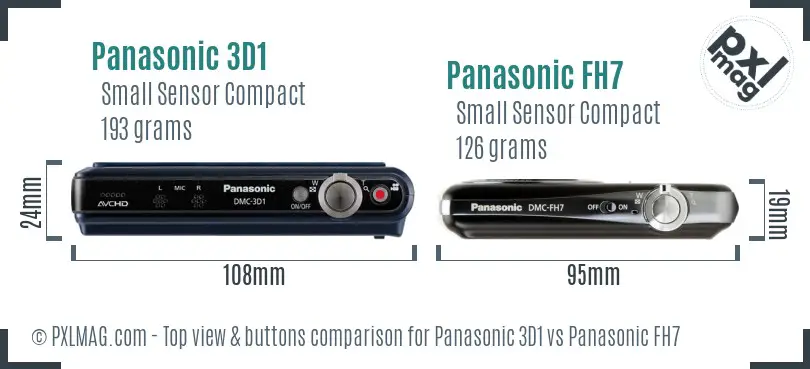 Panasonic 3D1 vs Panasonic FH7 top view buttons comparison