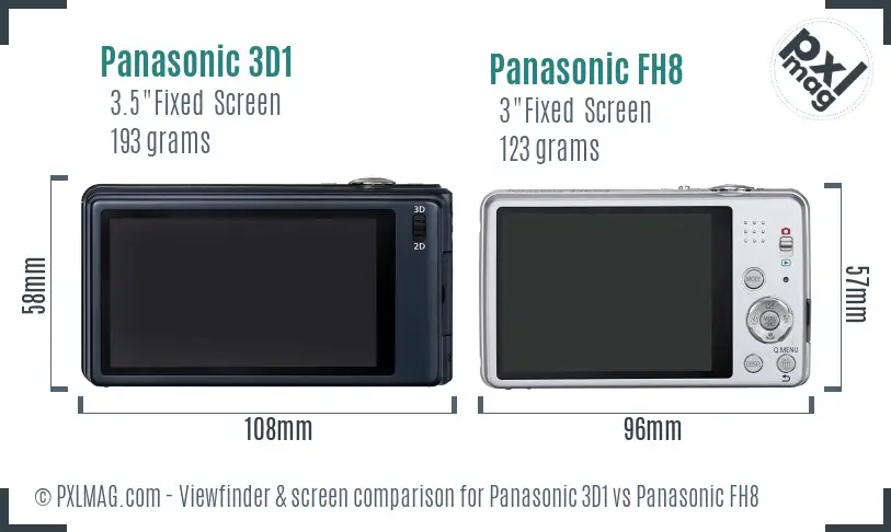Panasonic 3D1 vs Panasonic FH8 Screen and Viewfinder comparison