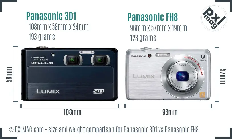 Panasonic 3D1 vs Panasonic FH8 size comparison