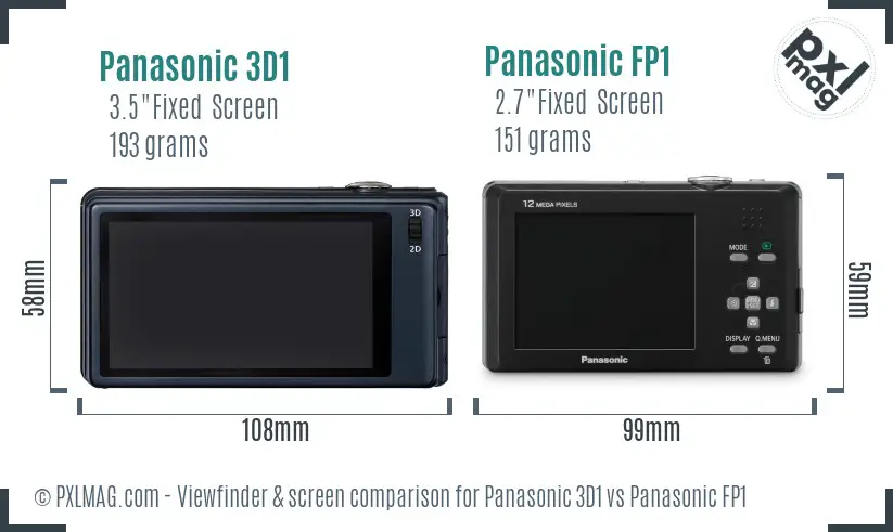 Panasonic 3D1 vs Panasonic FP1 Screen and Viewfinder comparison