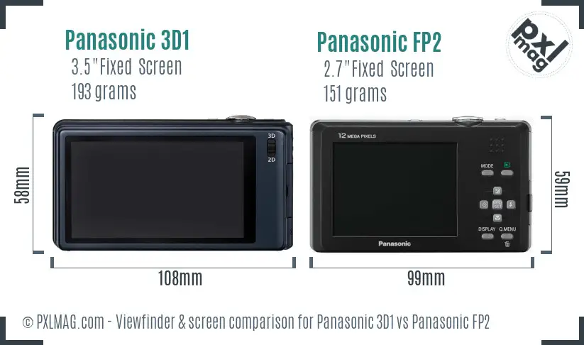 Panasonic 3D1 vs Panasonic FP2 Screen and Viewfinder comparison