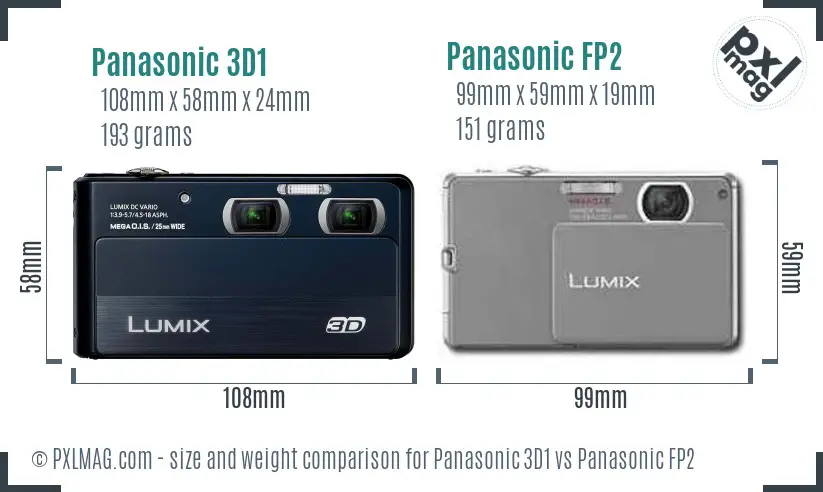 Panasonic 3D1 vs Panasonic FP2 size comparison