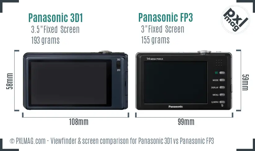 Panasonic 3D1 vs Panasonic FP3 Screen and Viewfinder comparison