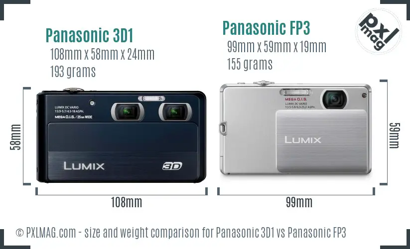 Panasonic 3D1 vs Panasonic FP3 size comparison