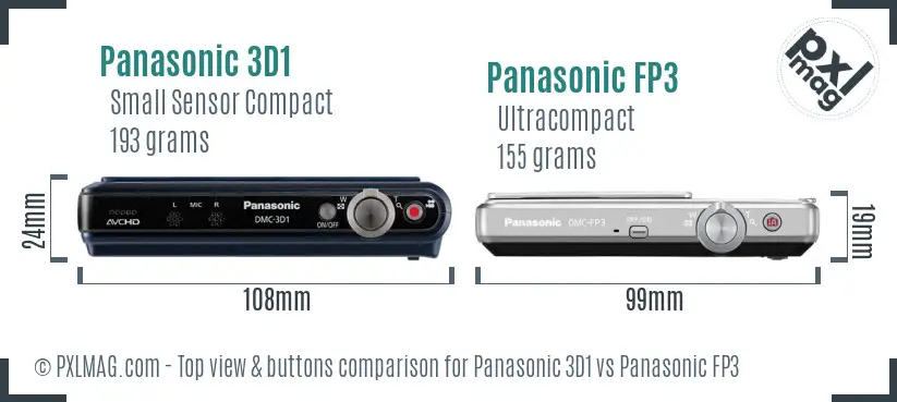 Panasonic 3D1 vs Panasonic FP3 top view buttons comparison