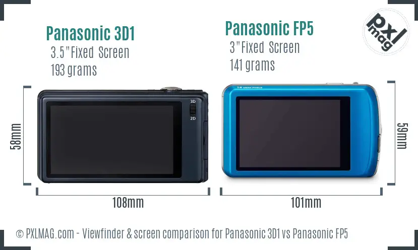 Panasonic 3D1 vs Panasonic FP5 Screen and Viewfinder comparison