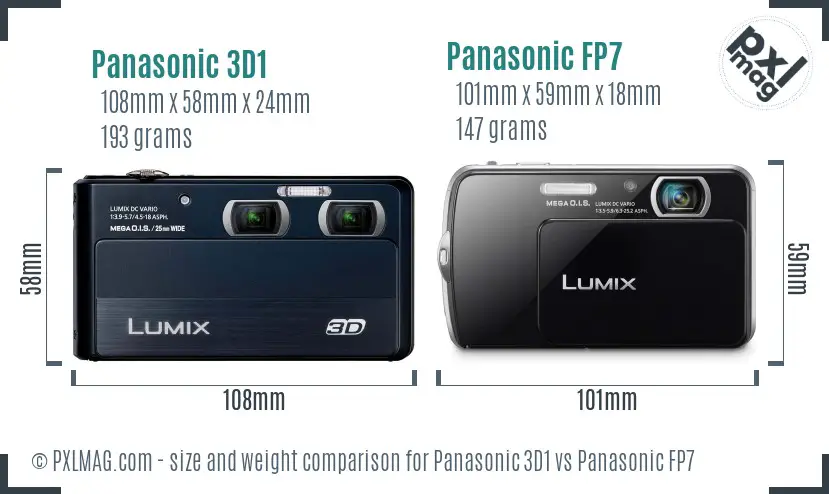 Panasonic 3D1 vs Panasonic FP7 size comparison