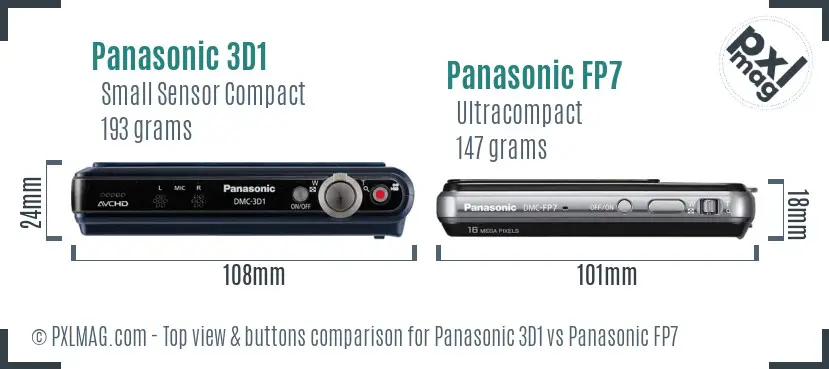 Panasonic 3D1 vs Panasonic FP7 top view buttons comparison