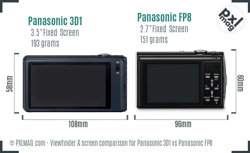 Panasonic 3D1 vs Panasonic FP8 Screen and Viewfinder comparison