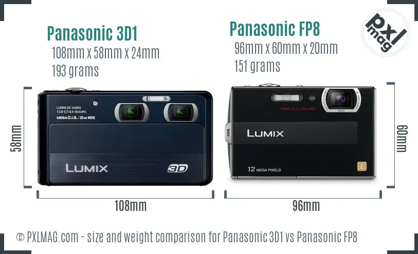 Panasonic 3D1 vs Panasonic FP8 size comparison