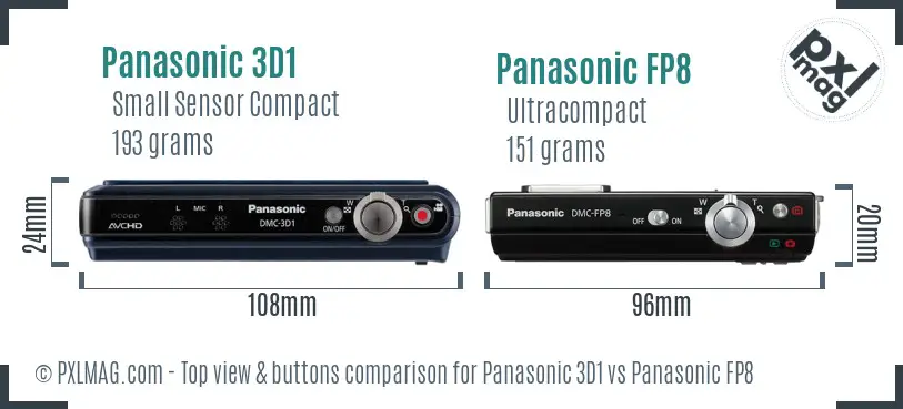 Panasonic 3D1 vs Panasonic FP8 top view buttons comparison