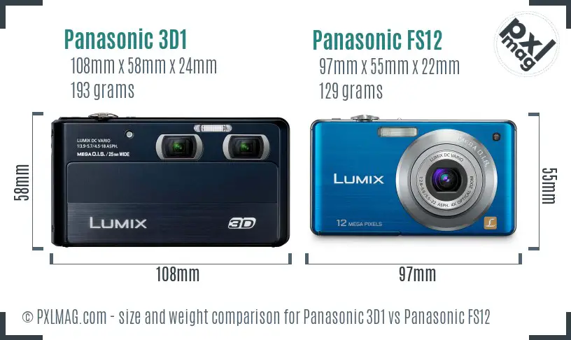 Panasonic 3D1 vs Panasonic FS12 size comparison