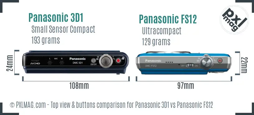 Panasonic 3D1 vs Panasonic FS12 top view buttons comparison