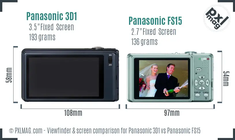 Panasonic 3D1 vs Panasonic FS15 Screen and Viewfinder comparison