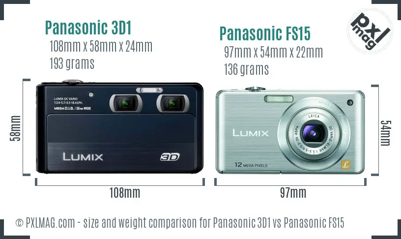 Panasonic 3D1 vs Panasonic FS15 size comparison